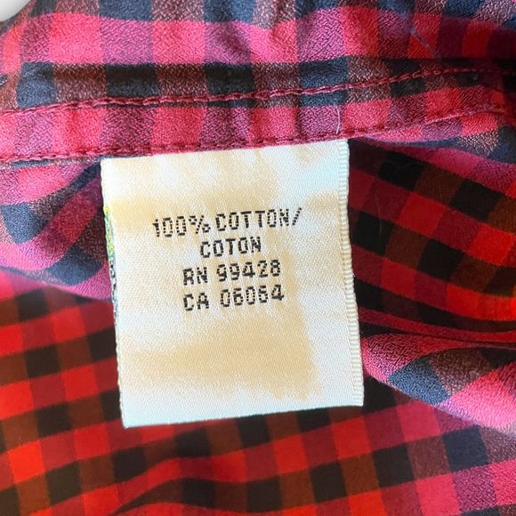 🦜 Bugatchi Uomo Shirt Mens MEDIUM Shaped Fit 100% Cotton Plaid Red Black - Picture 8 of 9